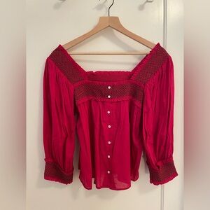 Antik Batik Square Neck Blouse / Fuschia / Size Medium (40)